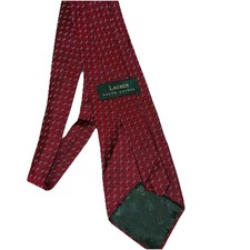 Vintage Polo Ralph Lauren Red Geometric Silk Mens Tie USA Made, Retro Preppy 90s