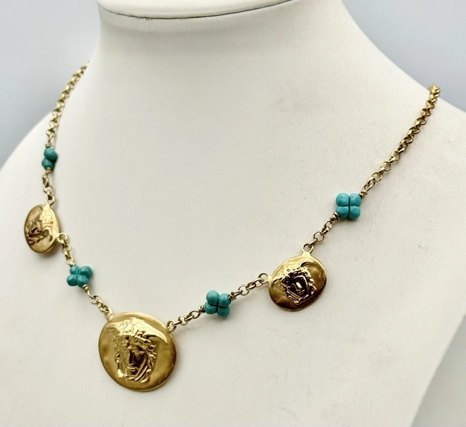 Tagliamonte Sterling Silver .925 Turquoise Medusa Necklace 18” - Image 3 of 4