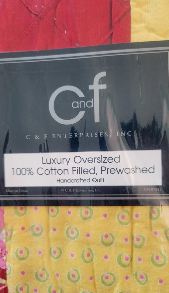 C&F Enterprises Twin Luxury Oversized Quilt 66"x86" Tatiana Cotton Boho NEW Dorm - Image 2 of 4