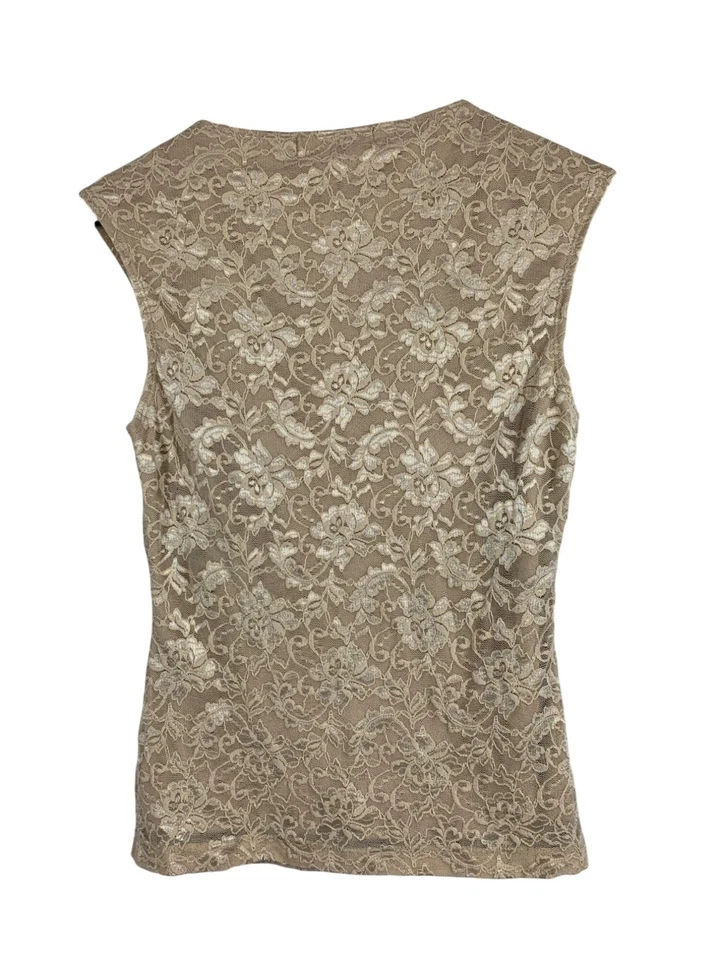 Top sin mangas de encaje beige Rampage para mujer M Foto 2 de 4