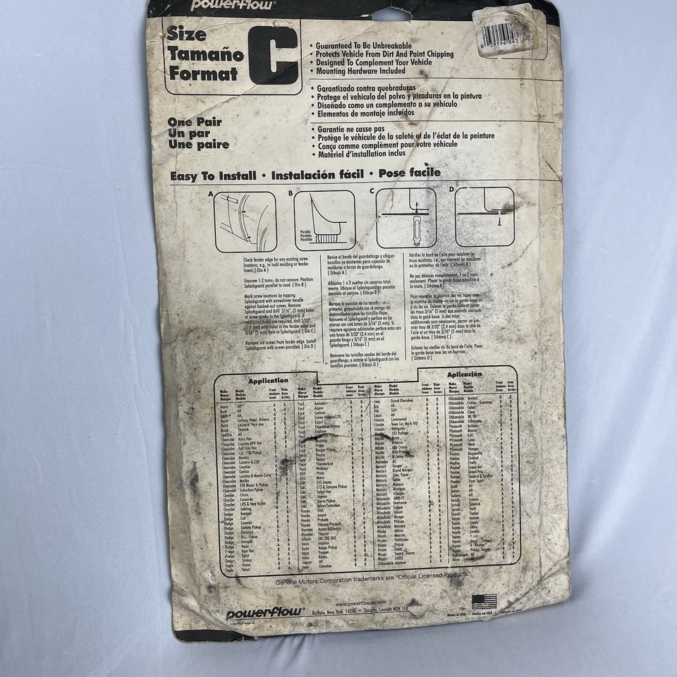 2 Pairs Powerflow Premier Fit GMC Size C Splash Guards Black Front Rear NIP NOS - Image 2 of 4