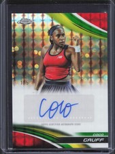 2025 Topps Chrome Tennis Coco Gauff Red Geometric Refractor Auto 1/5 