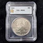 1924 Peace Silver Dollar $1 0.900 Silver Philadelphia Business Strike ICG MS63