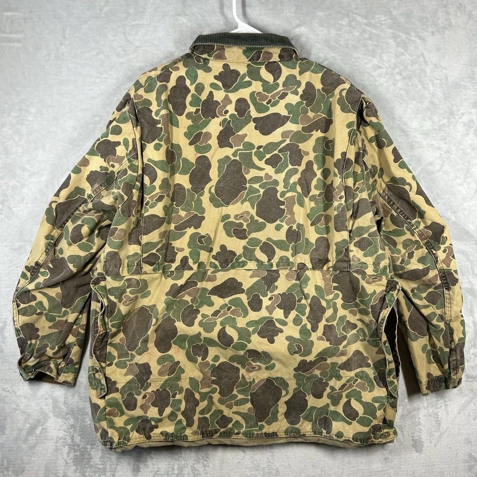 Chaqueta Camuflada Vintage Años 60 Sears Roebuck Probada en Campo Garra Caza XL Envejecida Foto 4 de 4