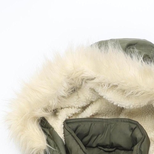 H&M Women's Green Parka Coat, Size 12, Hooded & Lined - Picture 6 of 12