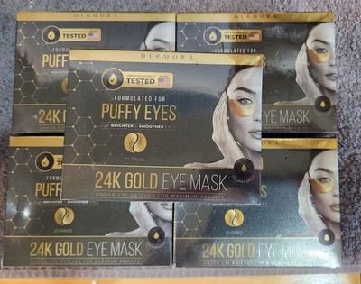 5 Packs Dermora Under Eye Patches Gold Eye Mask Dark Circles 20 Pairs 100 Total