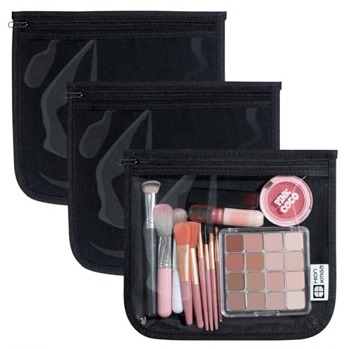 TSA Approved Toiletry Bag, Set of 3 Clear Travel Toiletry Large Black, 3 Large
