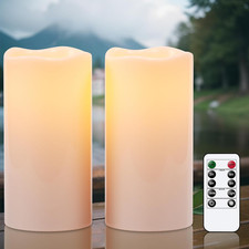 8"  4" Waterproof Outdoor Large Flameless Candles Remote and Timer, Battery Ope