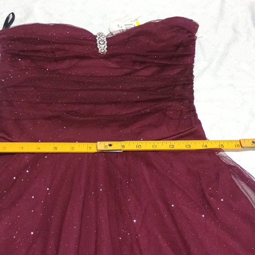 Y2k Sparkly Strapless Midi Dress Cranberry Womens M Whimsigoth Fairy Party NWT - Picture 9 of 15