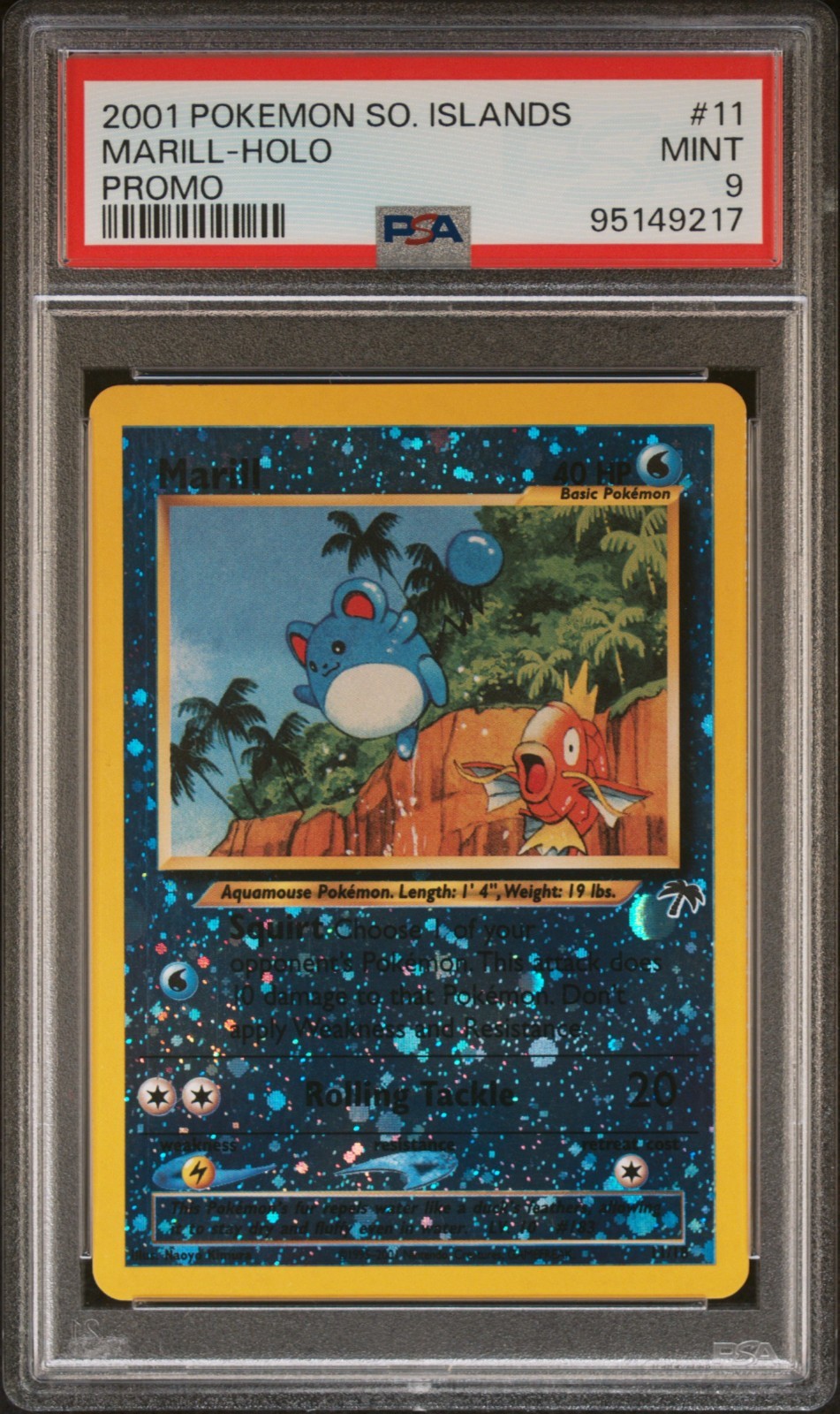 PSA 9 Marill 11 Holo Southern Islands Promo MINT Card 2001