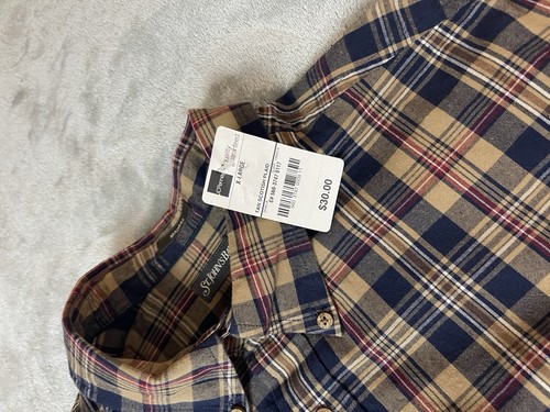 Camisa St John's Bay Para Hombres XL Madrás Informal Abotonada A Cuadros Manga Corta ¡NUEVA CON ETIQUETAS!! - Imagen 4 de 12