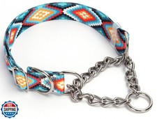 Martingale Dog Collar with Chain, No Pull Slip Cinch Choker Choke Collar West