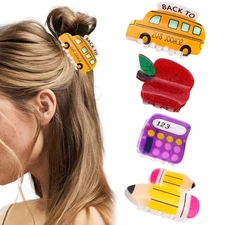 Pencil Hair Claw Clips, Teacher Hair Accessories for Women Fun Claw Clips Sch...