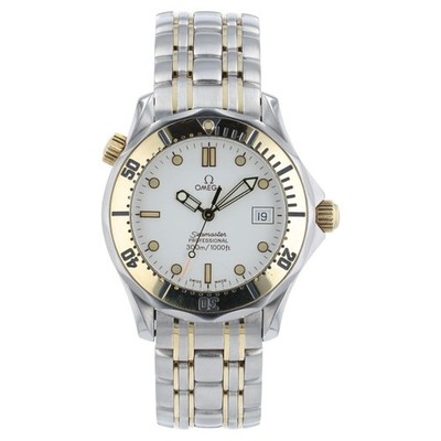 Omega Seamaster White Dial Gold & Steel 39.3mm Quartz Men's Watch