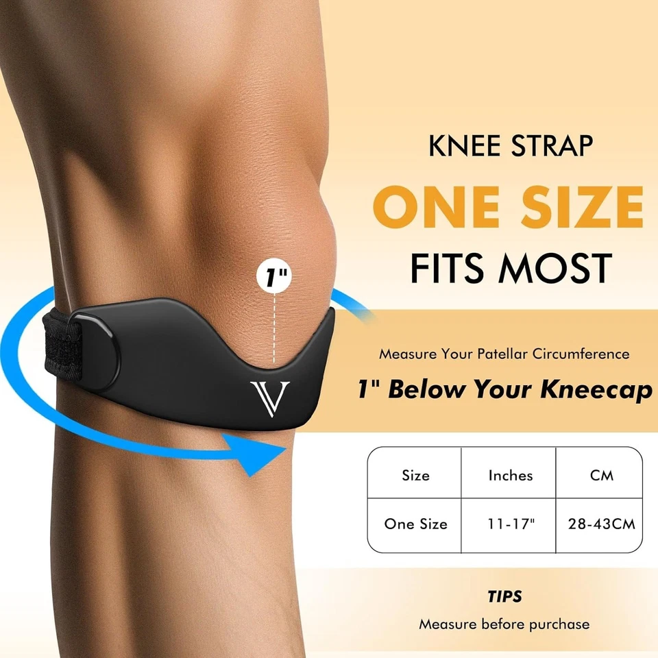 Paquete de 2 correas de soporte de tendón rotuliano de silicona, rodillera para mujeres y hombres, Ajus Foto 2 de 4