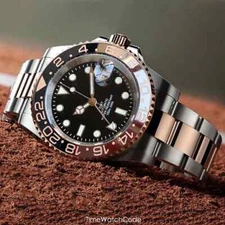 GMT Rose Gold Two Tone NH34A Automatic Watch Movt Watch for Men Diving