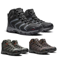 Men's Waterproof Hiking Boots Mid Ankle Lightweight Non-Slip Trail Work Shoes