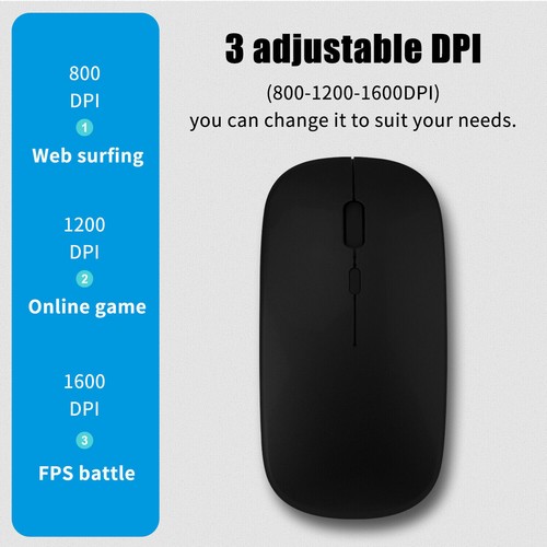 2.4GHz Rechargeable Wireless Mouse USB Receiver Mice For Computer PC Laptop - Picture 7 of 9