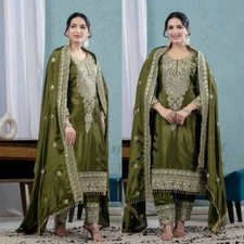 Bollywood Style Chinon Silk Salwar Kameez With Dupatta For Wedding & Party