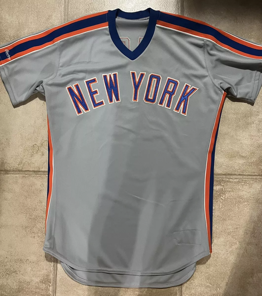 1989 GAME WORN DON AASE NEW YORK METS RAWLINGS ROAD JERSEY 46+2