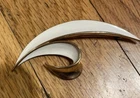 Crown Trifari Vintage White Enamel Leaf Brooch Pin Gold Tone Signed Jewelry