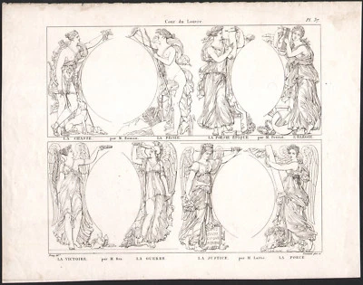 1830 Gravure la chasse la pêche la poésie épique la justice Mythologie - Photo 1/2