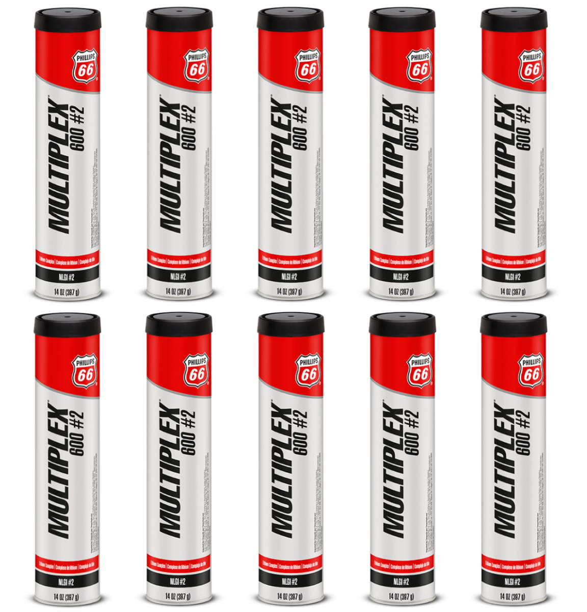 10 Pack of Phillips 66 Multiplex 600 #2 Grease; Dynalife HT#2; (10