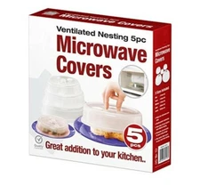 Set of 5 Microwave Plate Covers with Vents Splatter Guard Lids Kitchen