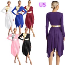 Womens Dancewear Festival Costume Choir Dress Invisible Zipper Dresses Praise