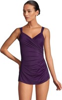 NWT Lands' End Slender V-Neck Tunic 1 Piece Swimsuit Sz 16 D Cup $130 GG327