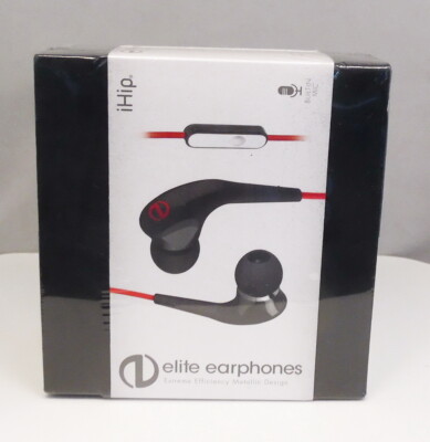 Brand New Sealed iHip Elite Earbuds Earphones Headphones ELM10BK w/ Mic & Volume