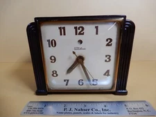 Telechron 3H93 Brown Bakelite Desk Clock Running Great Condition