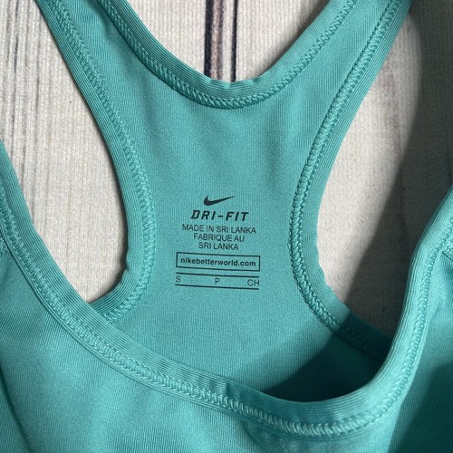 Nike Dri- Fit Sports Bra Size Small Teal Blue Green Non Padded Yoga Athletic Gym - Picture 2 of 5