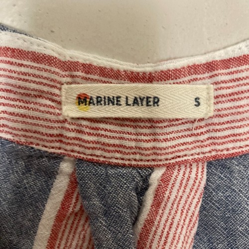 Marine Lagenlook Bali Tunika Top rosa blau vertikale Streifen Leinen V-Ausschnitt Small - Bild 3 von 9