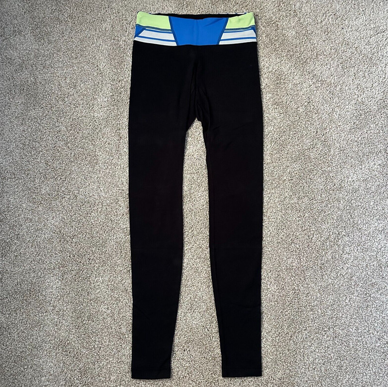 Lululemon Colorblock Blue Green White Black Full Length Leggings Womens Size 4