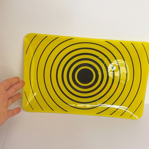 VINTAGE Glass Dish 1960s Optical Art Artisan Decorative Plate Rectangle - Picture 7 of 11