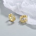 Crystal Leaf Ear Buckle Womens 925 Sterling Silver Hoop Huggie Earrings Jewelry