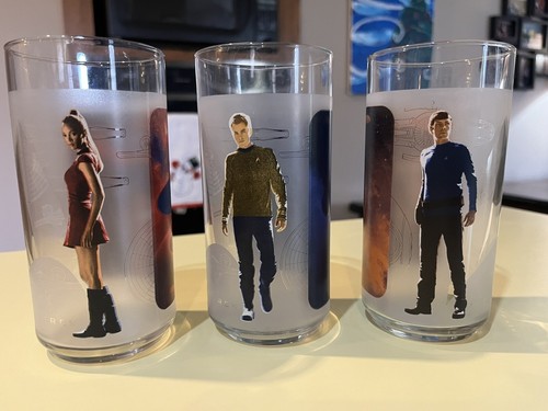 2008 Star Trek Collectible Glasses Complete Set of 3 Glasses