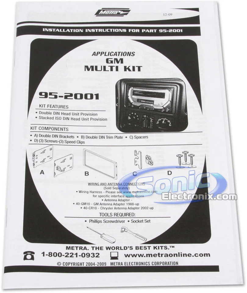 Kit de tablero de auto de instalación doble DIN Metra 95-2001 para vehículos GM seleccionados de 1990 en adelante Foto 3 de 4