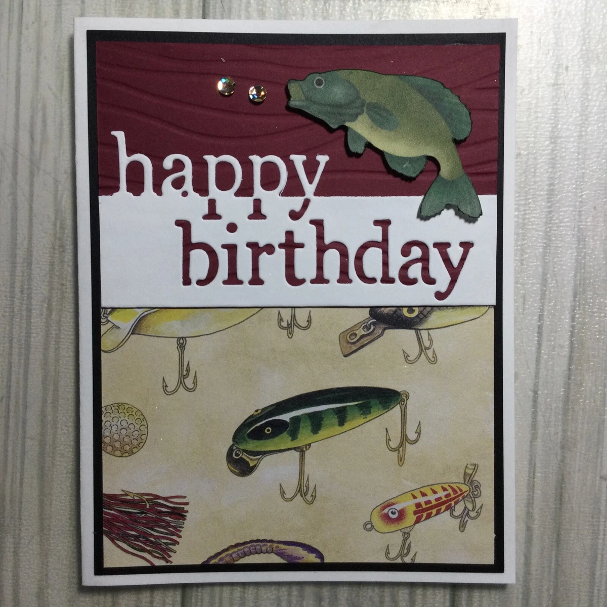 Handmade Happy Birthday Fishing Single Card Quality Made Fish