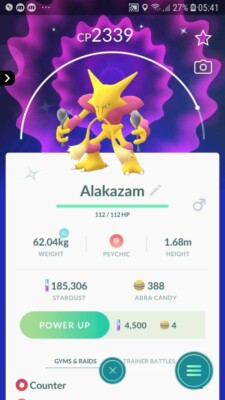 Pokemon Trade Go -- Shiny Alakazam ( Abra Evolution ) 