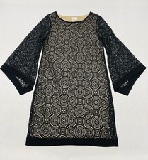 Black Sheer Crochet Flare Sleeve Dress Size S Whimsigoth Festival Witchy Cottage