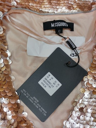 Missguided BNWT blush gold sequinned Shift Dress. UK women's size 10 - 第 6/12 張圖片
