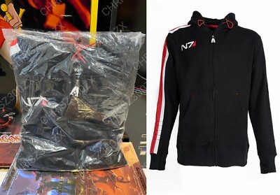 Mass Effect N7 Spectre Elite Full Zip Up Red Black Unisex Hoodie Sweatshirt