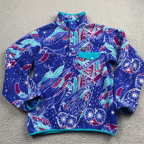 PATAGONIA Lightweight Synchilla Snap T Pullover Womens S Blue Fleece Owl Moon