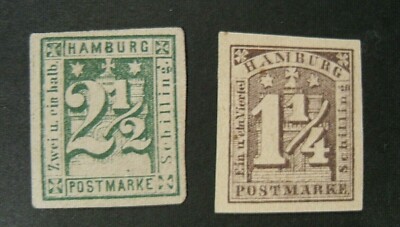DEUTSCHLAND ,GERMANY ,Alter Staat 1864 HAMBURG HAMBURG ''Wappen '' 2 Werte Mint no gum