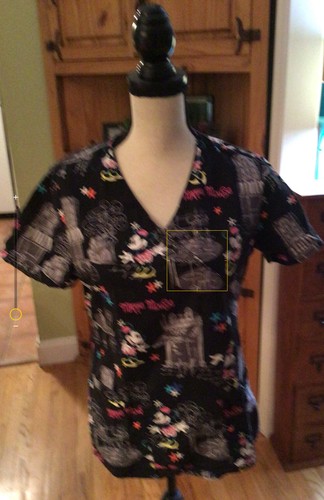 Minnie Mouse Cafe Scrub Top Double Pocket Black and Bright Colors Double Pocket - Picture 2 of 7
