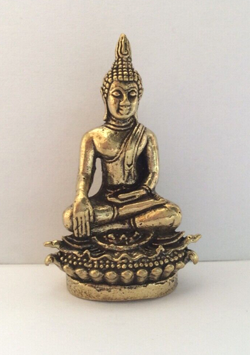 18 Petite figurine Bouddha different Mudra amulette Thaï en laiton Thaïlande - Picture 43 of 53
