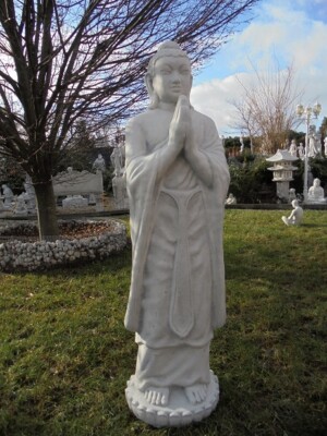 Buddha stehend, Mönch, Tempelwächter, Steinfigur Gartenfigur Steinguss Feng Shui