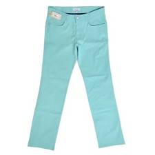 Peter Millar Mens 33x32 EB66 Performance 5 Pocket Pants Chino Flat Front Green